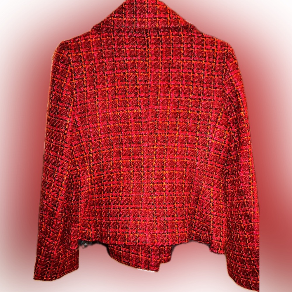 Talbots Women's Vibrant Red Tweed Pea Coat size 6 NWT - Picture 2 of 9